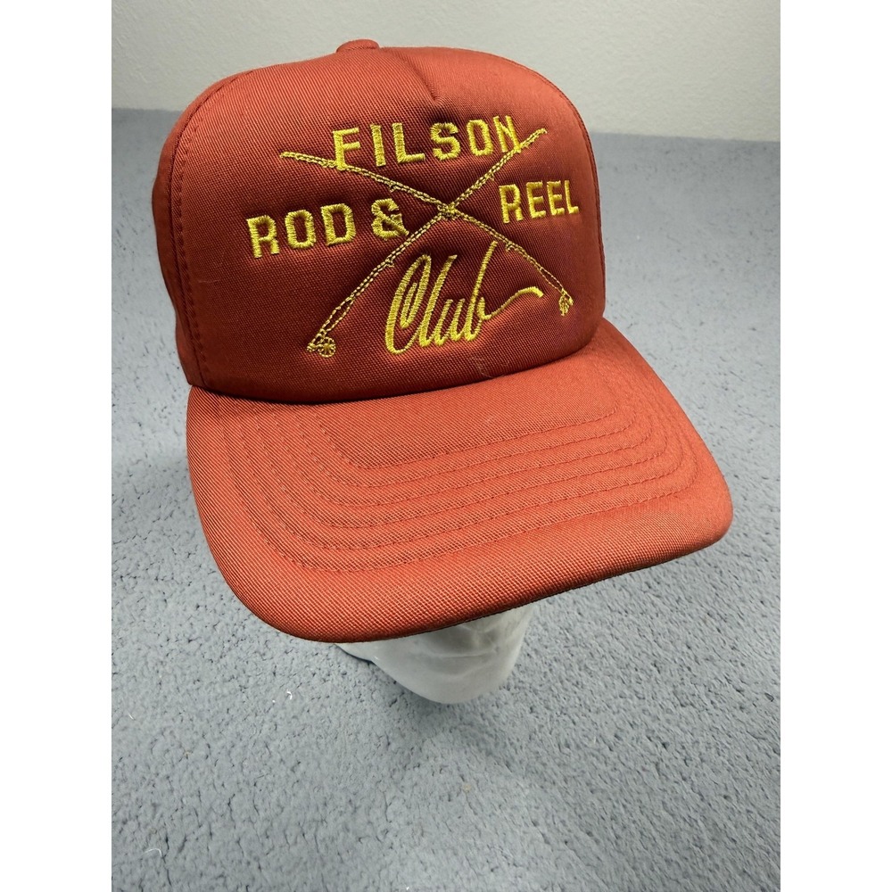 Filson Rod & Reel Club Hat Cap Snap Back One Size Orange Insulated Mens Twill